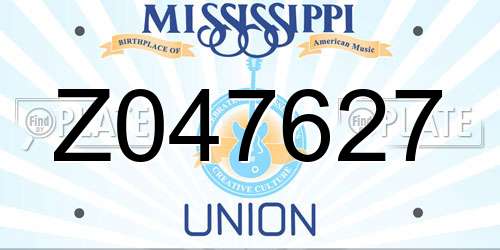 Z047627 Mississippi License Plate