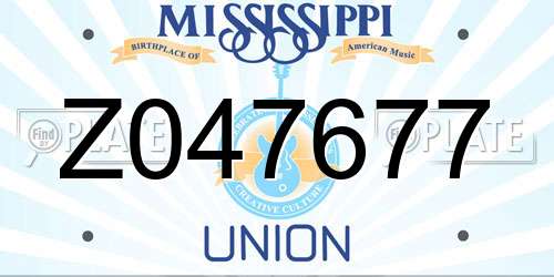 Z047677 Mississippi License Plate