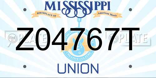 Z04767T Mississippi License Plate