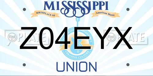 Z04EYX Mississippi License Plate