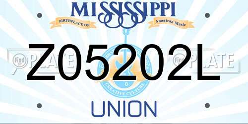 Z05202L Mississippi License Plate
