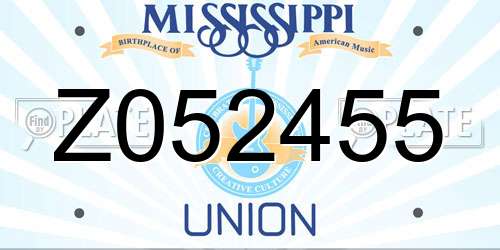 Z052455 Mississippi License Plate