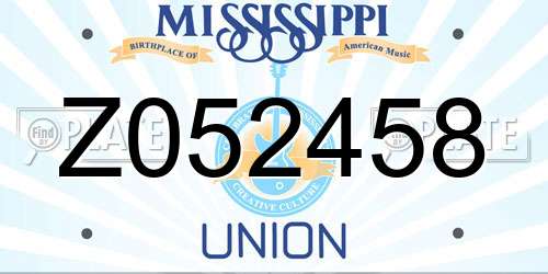 Z052458 Mississippi License Plate