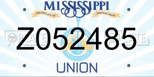 Z052485 Mississippi License Plate