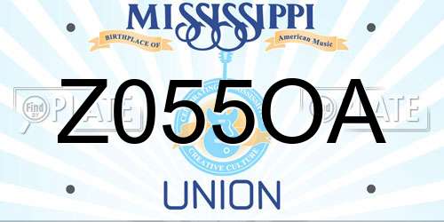 Z055OA Mississippi License Plate