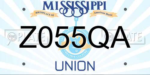 Z055QA Mississippi License Plate