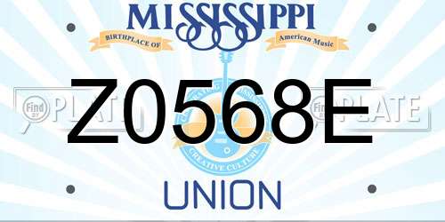 Z0568E Mississippi License Plate
