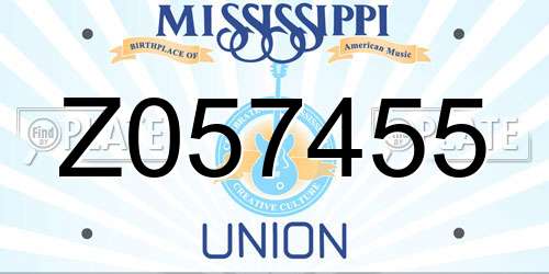 Z057455 Mississippi License Plate