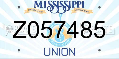 Z057485 Mississippi License Plate