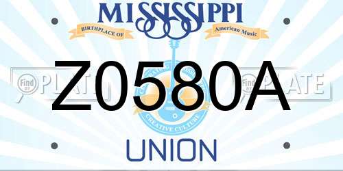 Z0580A Mississippi License Plate