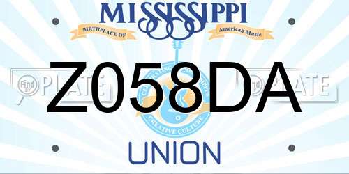 Z058DA Mississippi License Plate