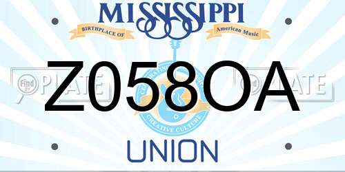 Z058OA Mississippi License Plate