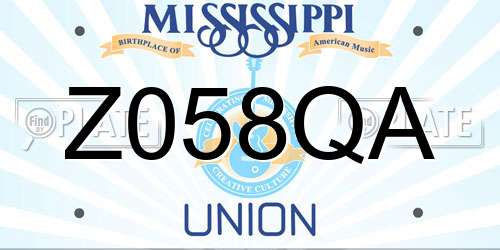 Z058QA Mississippi License Plate