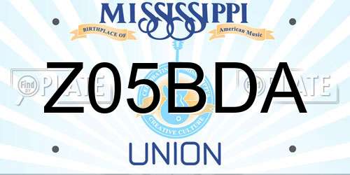 Z05BDA Mississippi License Plate