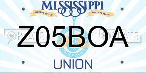 Z05BOA Mississippi License Plate