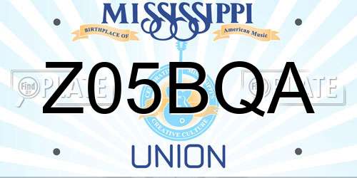 Z05BQA Mississippi License Plate