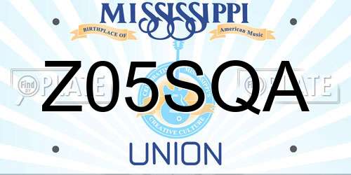 Z05SQA Mississippi License Plate