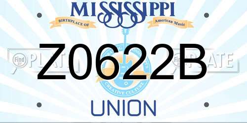 Z0622B Mississippi License Plate