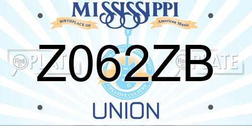 Z062ZB Mississippi License Plate