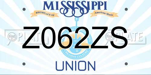 Z062ZS Mississippi License Plate