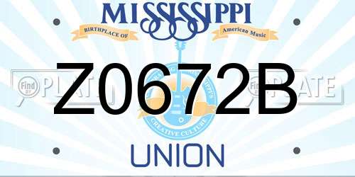 Z0672B Mississippi License Plate