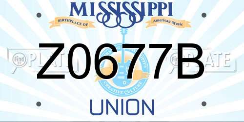 Z0677B Mississippi License Plate