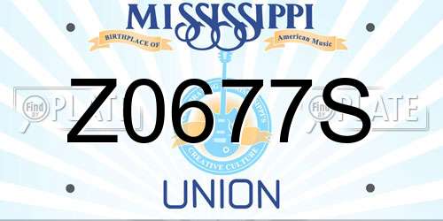 Z0677S Mississippi License Plate