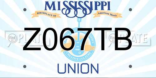 Z067TB Mississippi License Plate