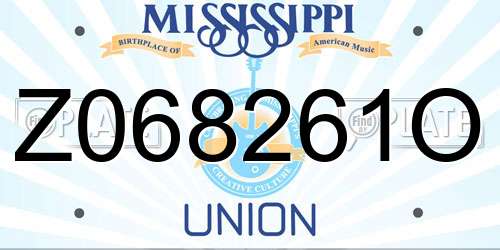 Z068261O Mississippi License Plate