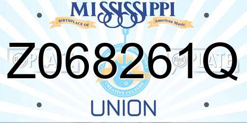 Z068261Q Mississippi License Plate