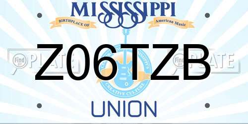 Z06TZB Mississippi License Plate