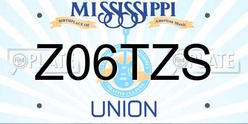 Z06TZS Mississippi License Plate