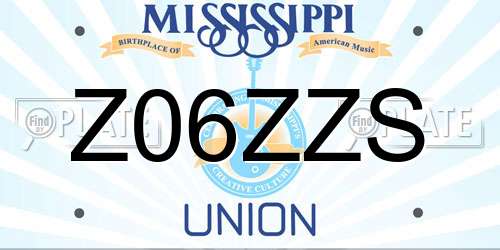 Z06ZZS Mississippi License Plate