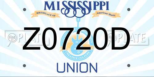 Z0720D Mississippi License Plate