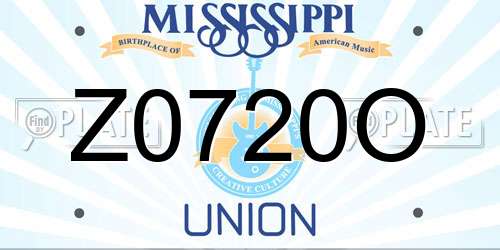 Z0720O Mississippi License Plate