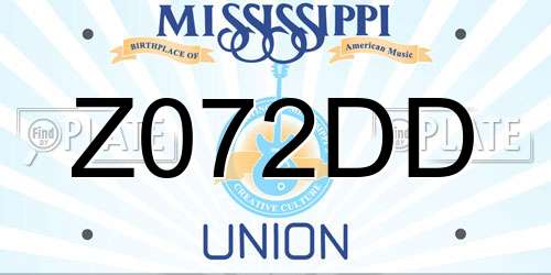 Z072DD Mississippi License Plate
