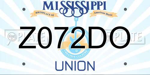 Z072DO Mississippi License Plate