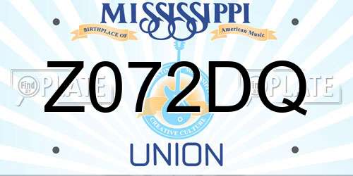 Z072DQ Mississippi License Plate
