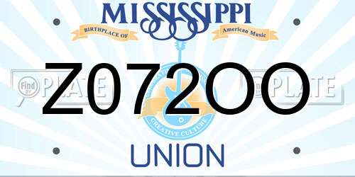 Z072OO Mississippi License Plate