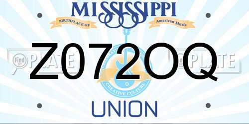Z072OQ Mississippi License Plate