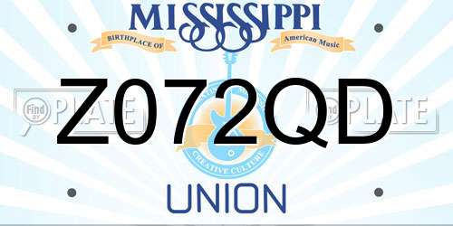 Z072QD Mississippi License Plate