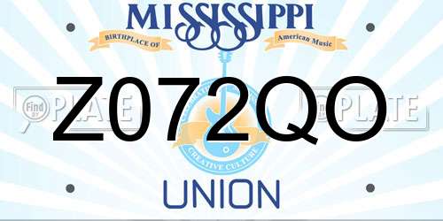 Z072QO Mississippi License Plate