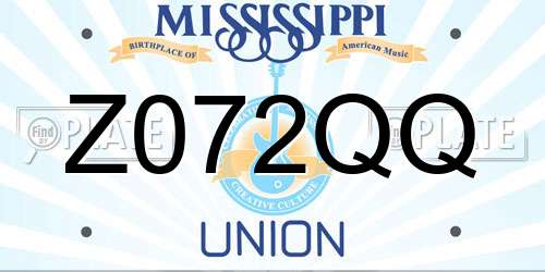 Z072QQ Mississippi License Plate
