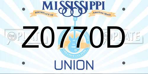 Z0770D Mississippi License Plate
