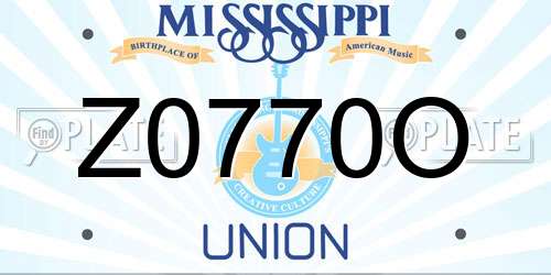 Z0770O Mississippi License Plate