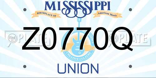 Z0770Q Mississippi License Plate