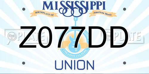 Z077DD Mississippi License Plate
