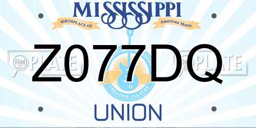 Z077DQ Mississippi License Plate