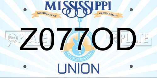 Z077OD Mississippi License Plate