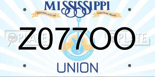 Z077OO Mississippi License Plate
